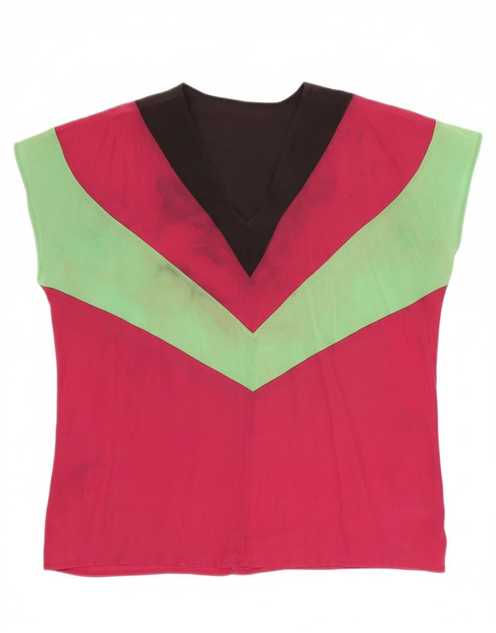 VINTAGE Womens Sleeveless Blouse Top UK 14 Large Multicoloured Colourblock Vintage Vintage and Second-Hand Vintage from Messina Hembry 