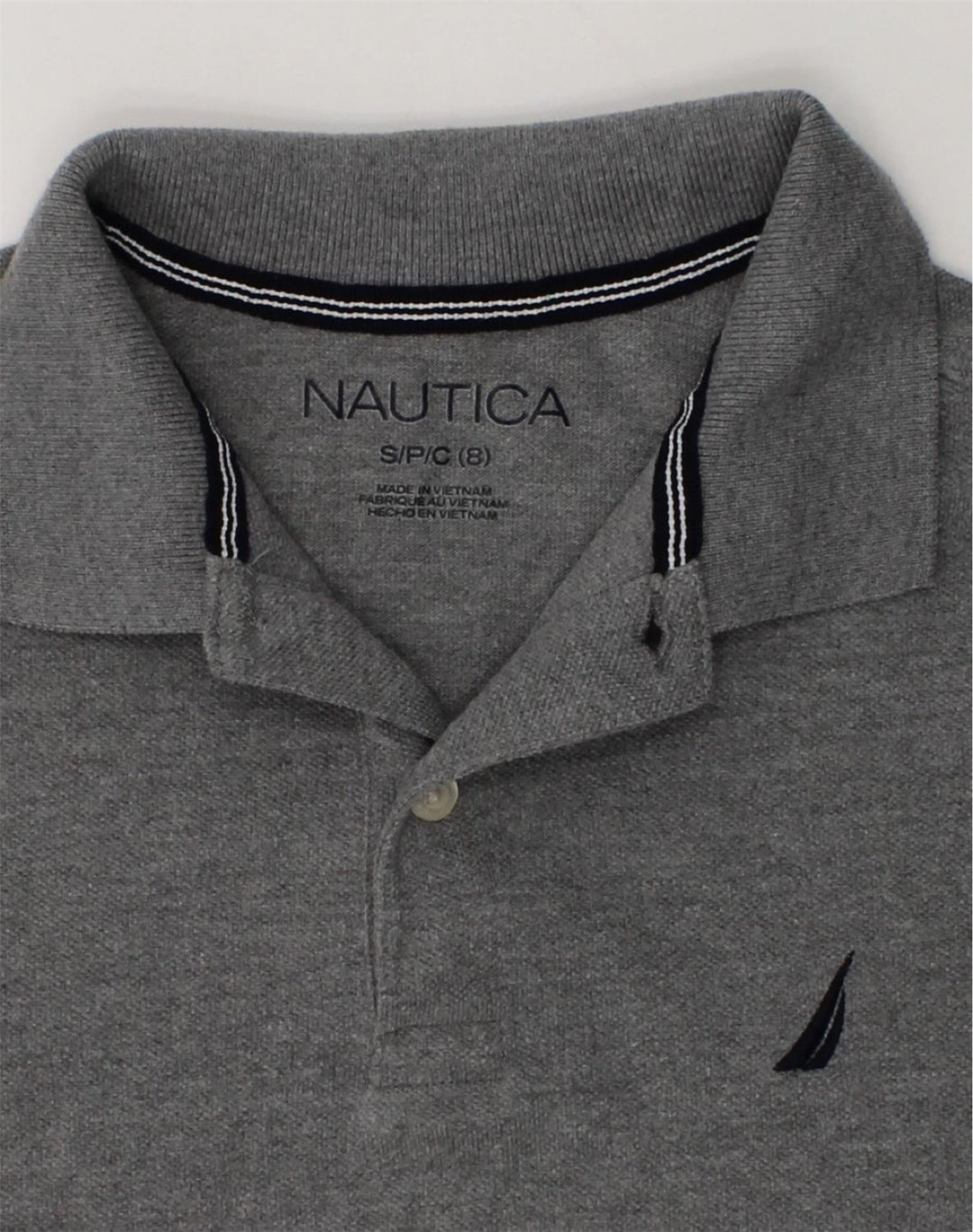 NAUTICA Boys Polo Shirt 7-8 Years Small  Grey Cotton | Vintage Nautica | Thrift | Second-Hand Nautica | Used Clothing | Messina Hembry 
