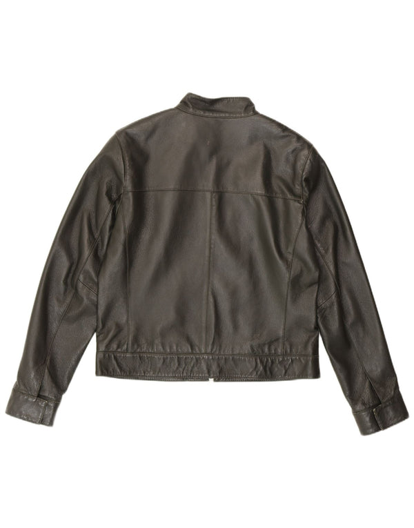 HELLINE Chaqueta de cuero para mujer UK 44 Cuero verde medio