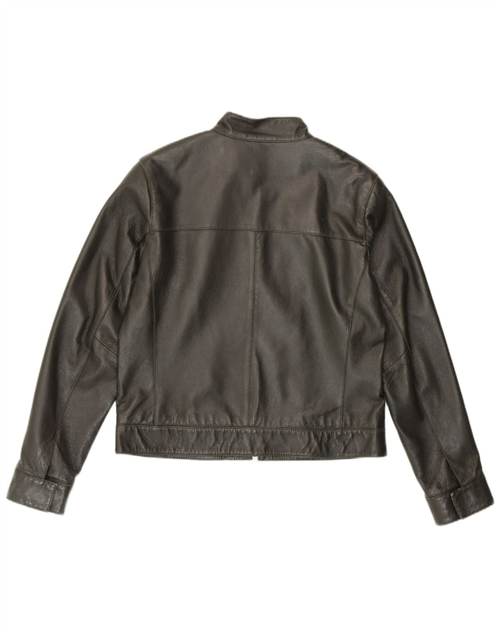 HELLINE Chaqueta de cuero para mujer UK 44 Cuero verde medio