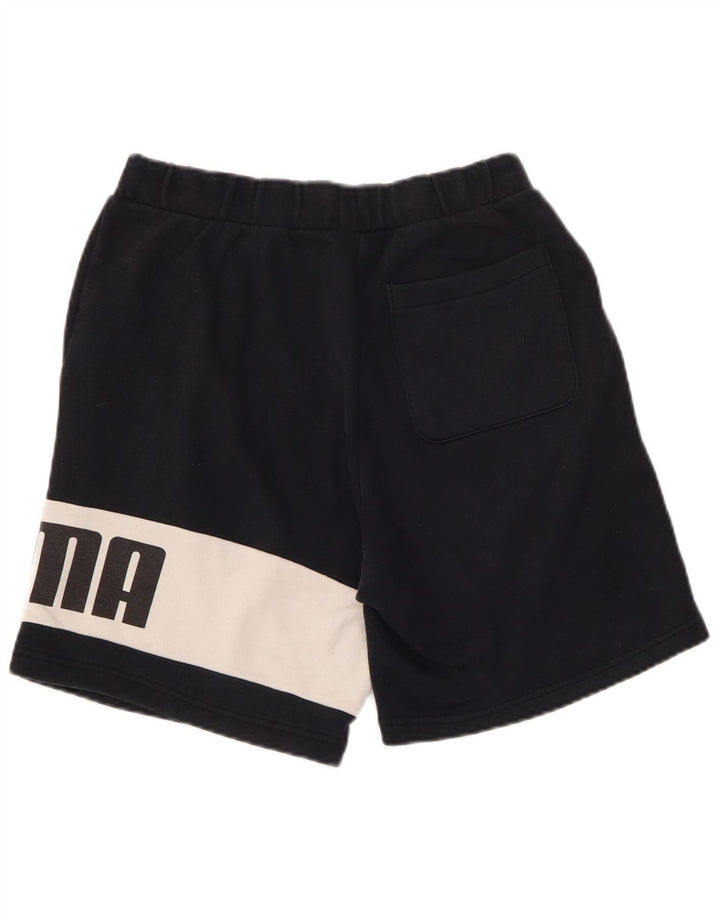 PUMA Shorts deportivos con gráficos para hombre, color negro pequeño, color block