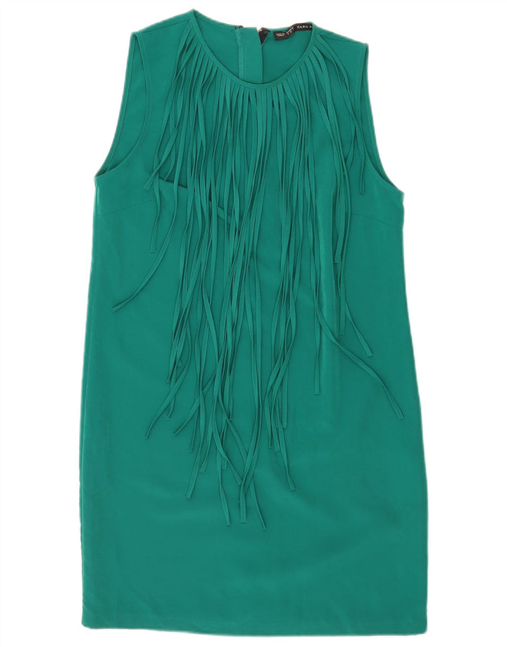 Zara Mujer Vestido Recto Sin Mangas UK 42 Verde Medio