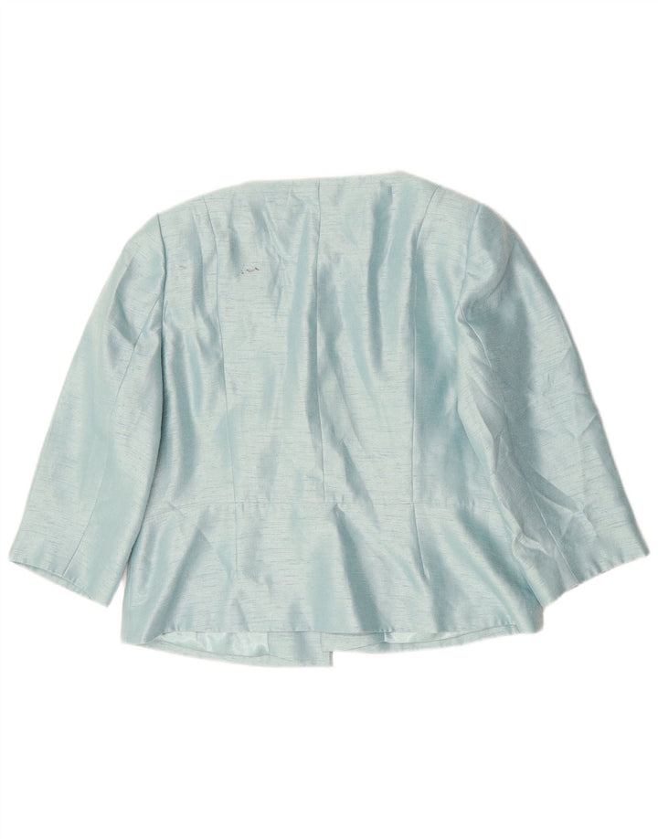 Jacques Vert Chaqueta corta de manga 3/4 para mujer UK 46 Viscosa azul grande