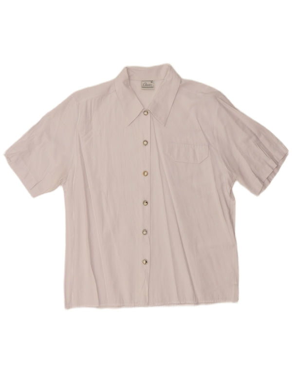 CALLE. BERNARD Camisa de manga corta para mujer UK 46 Large Poliéster blanco