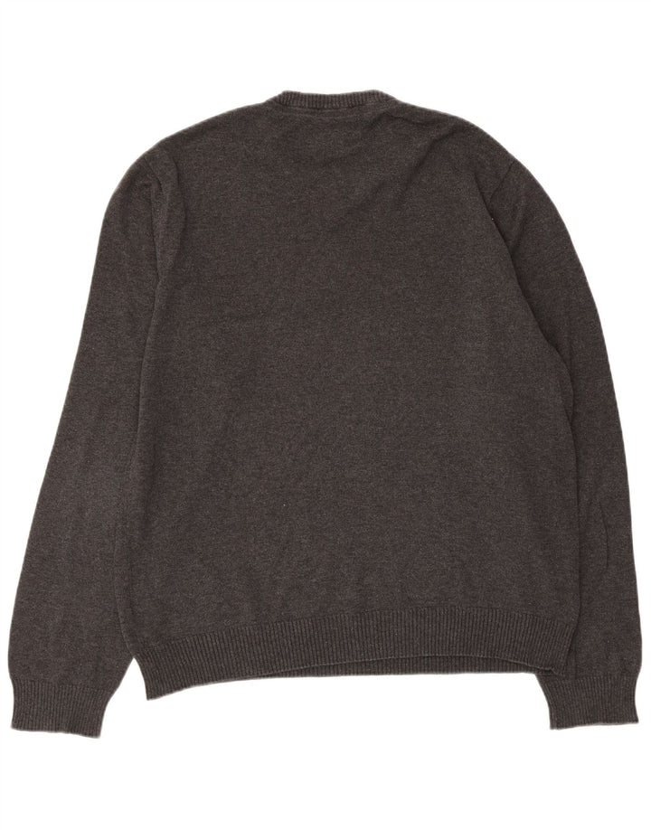 Penguin - Jersey con cuello en V para hombre, talla grande, algodón gris