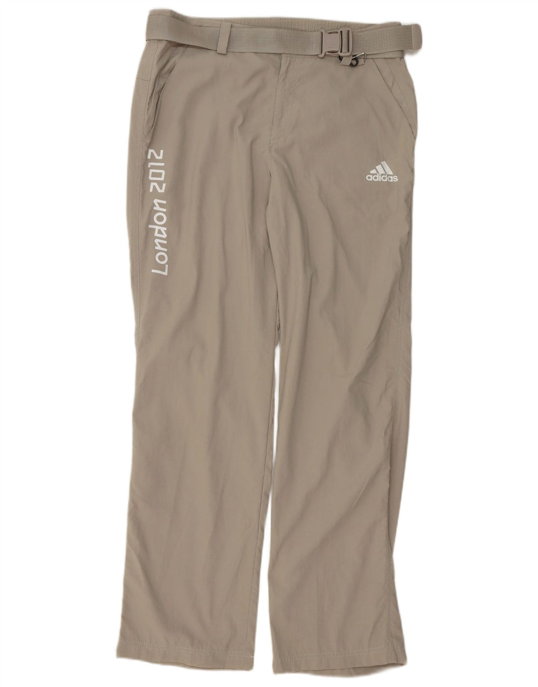 Adidas Pantalones chinos rectos gráficos para hombre medianos W32 L32 poliéster gris