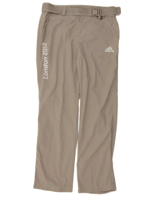 Adidas Pantalones chinos rectos gráficos para hombre medianos W32 L32 poliéster gris