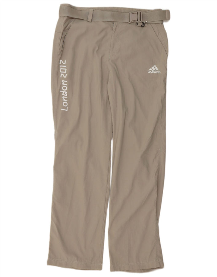 Adidas Pantalones chinos rectos gráficos para hombre medianos W32 L32 poliéster gris