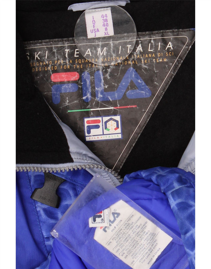 Fila Chaqueta de esquí extragrande con capucha para mujer US 8 Azul medio Geométrico