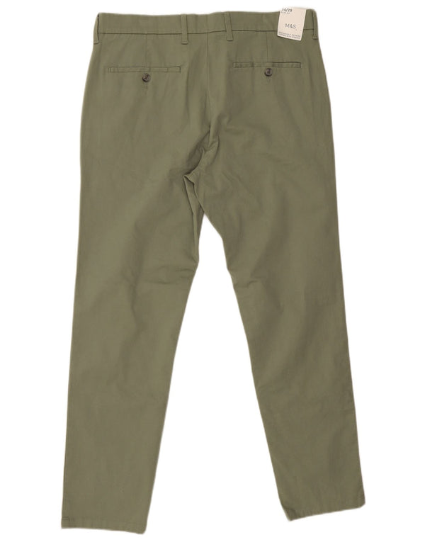 Marks & Spencer Pantalones chinos ajustados para hombre W34 L29 Algodón verde