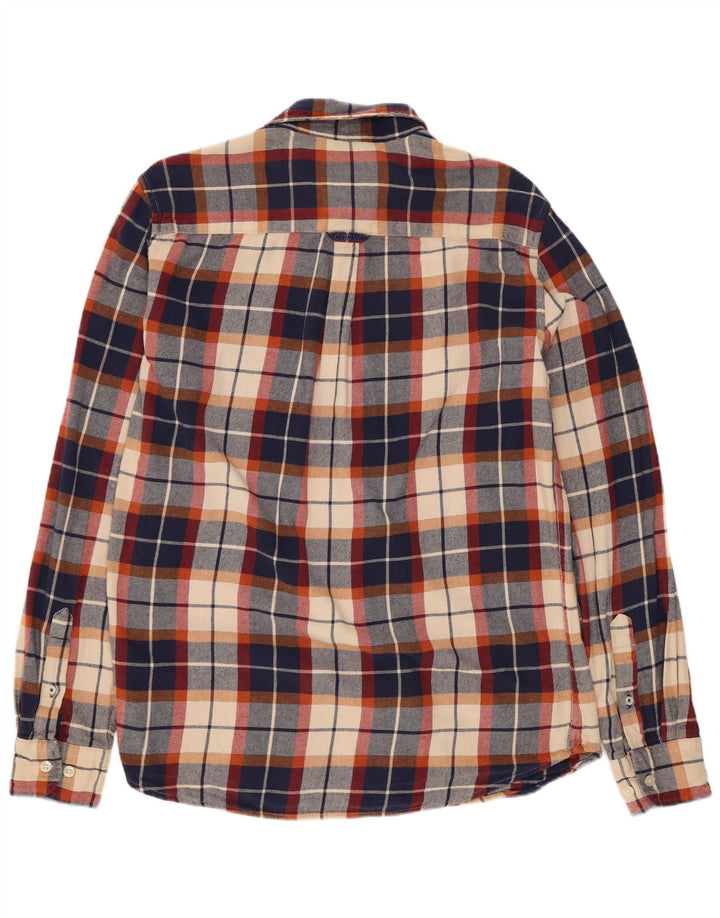 Crew Clothing Camisa de franela para hombre Algodón a cuadros azul marino mediano