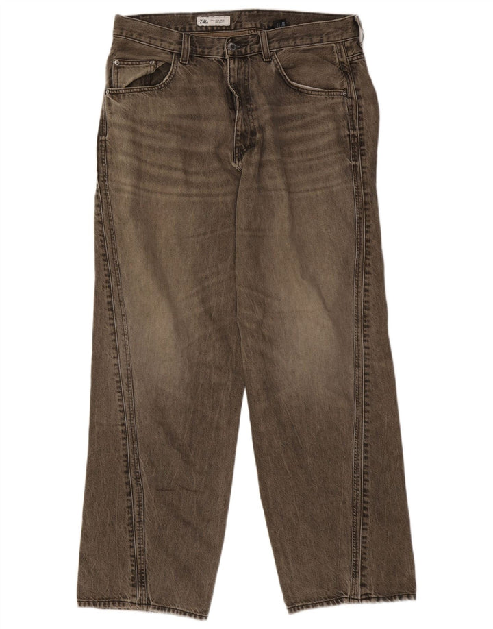 Zara Jeans Sueltos Mujer EU 42 Large W32 L32 Algodón Gris