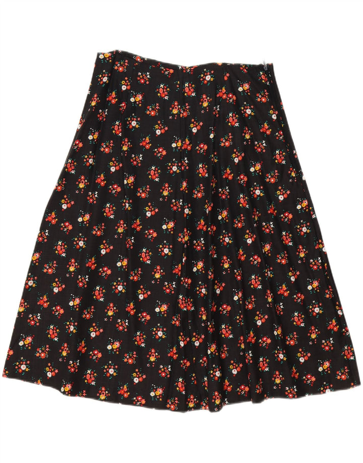 VINTAGE Womens A-Line Skirt W30 Medium  Black Floral Vintage Vintage and Second-Hand Vintage from Messina Hembry 