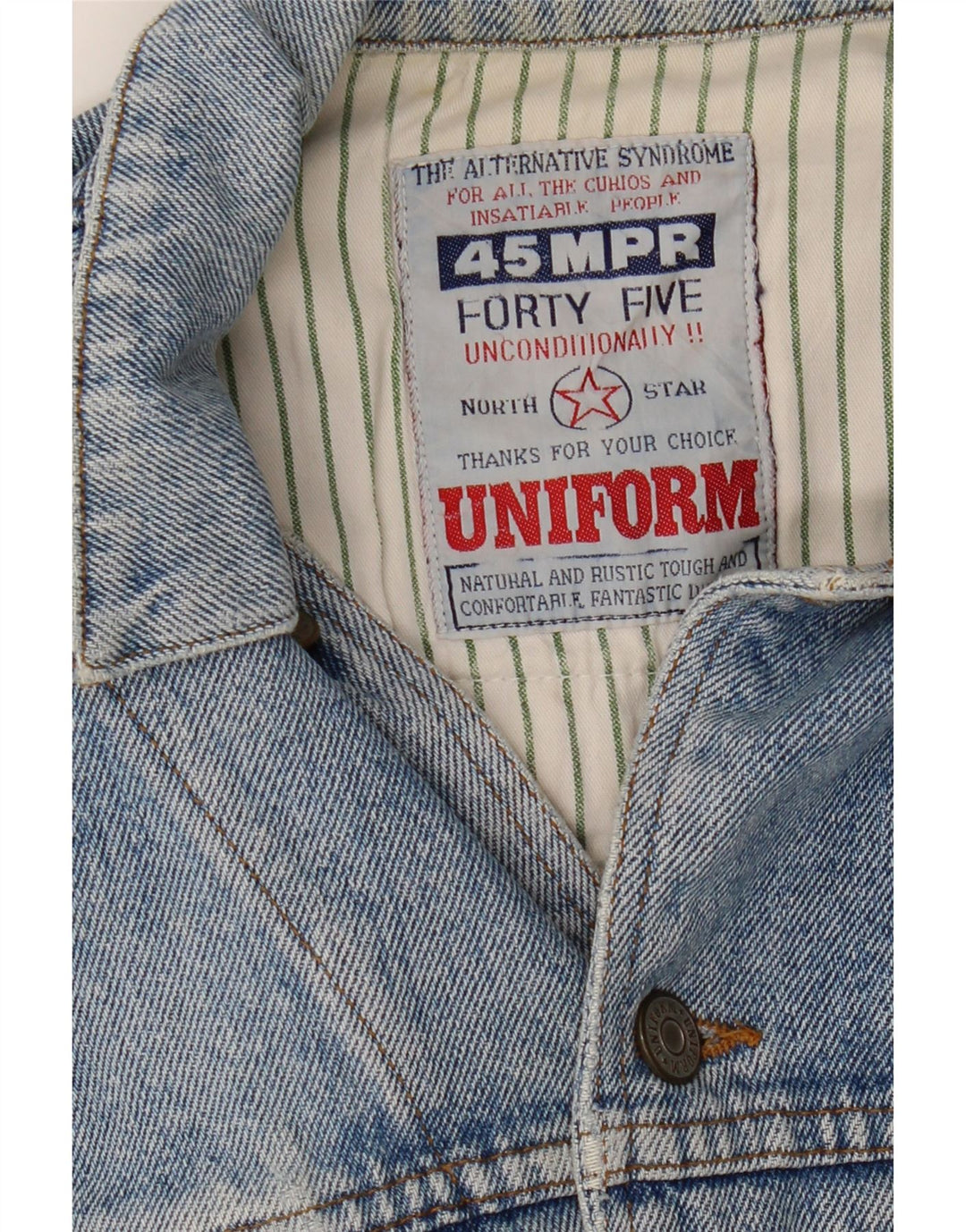 UNIFORM Chaqueta vaquera corta con gráfico para mujer Reino Unido 40 Grande Azul