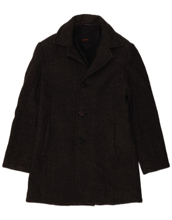 Zara Hombre Abrigo UK 38 Lana De Espiga Gris Medio