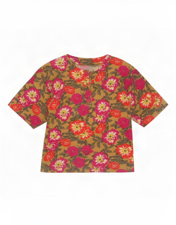 Vintage mujer blusa Top Reino Unido 16 grande multicolor floral