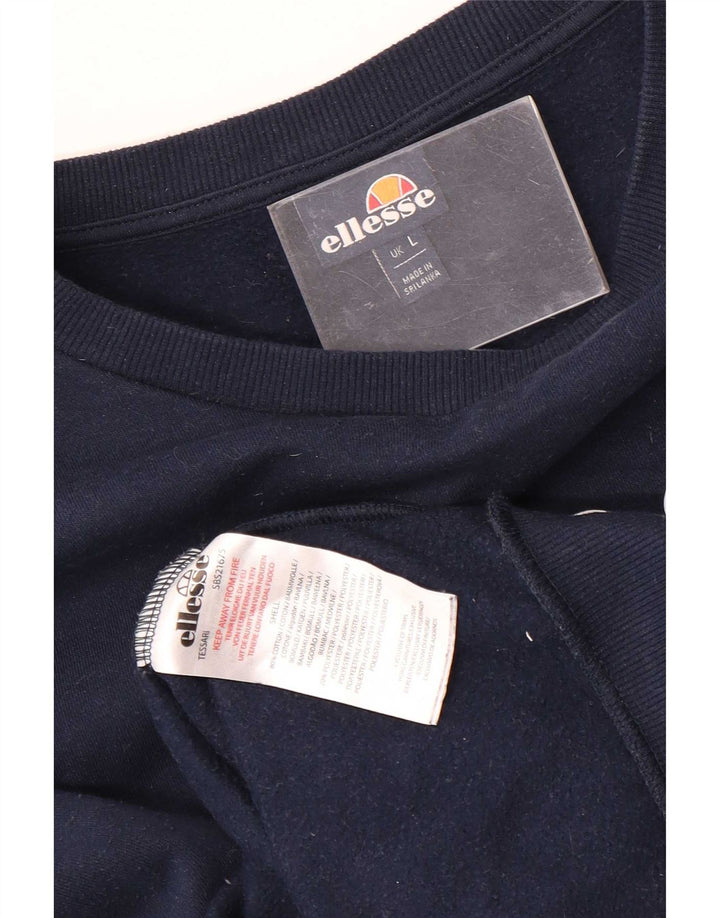 Ellesse Hombre Graphic Sudadera Jumper Grande Azul Marino Algodón