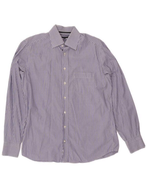 TOMMY HILFIGER Camisa para hombre Talla 14 1/2 37 Algodón a rayas azul pequeño