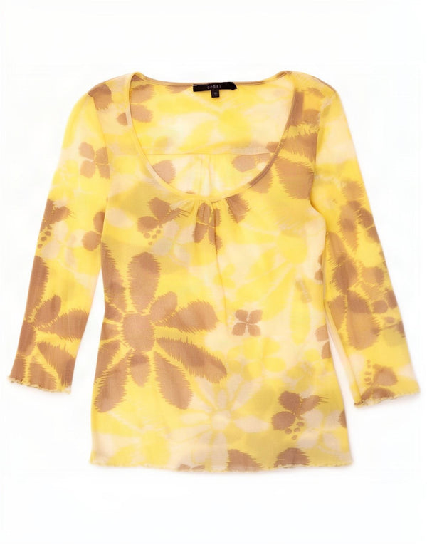 Coast Top para mujer manga 3/4 UK 40 Small Yellow Floral