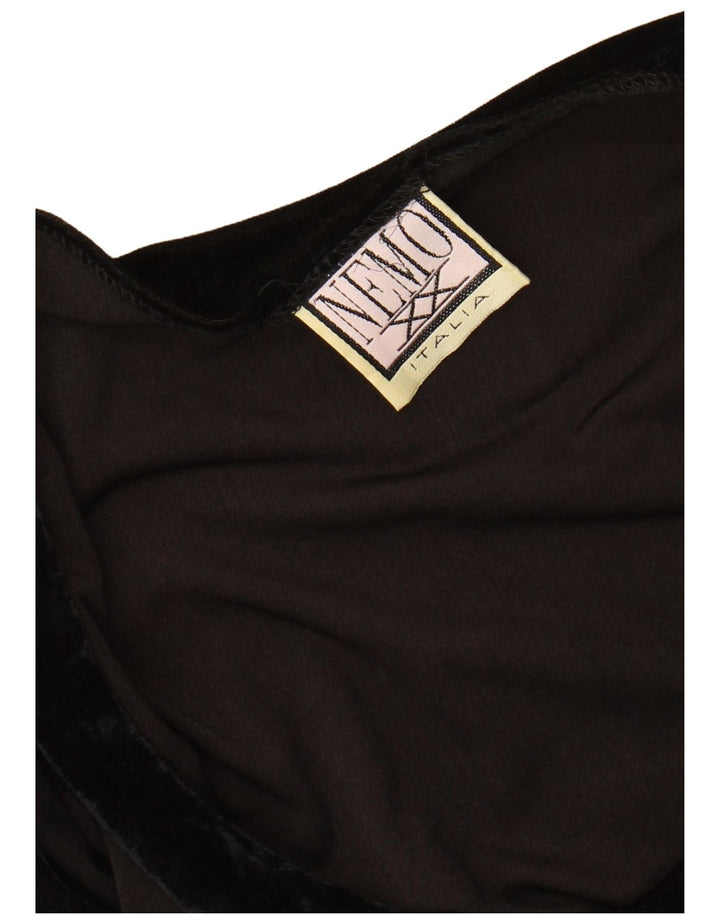 VINTAGE Body de terciopelo para mujer Reino Unido 8 Pequeño Acrílico Negro