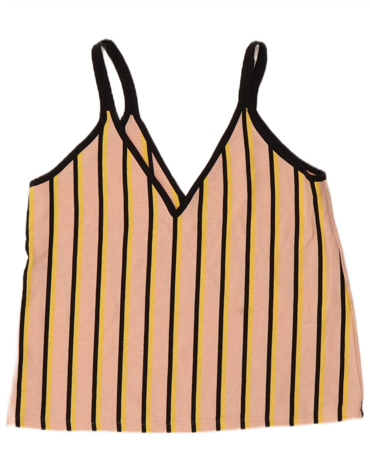 Zara Mujer Cami Top UK 40 Grande Poliéster A Rayas Rosa