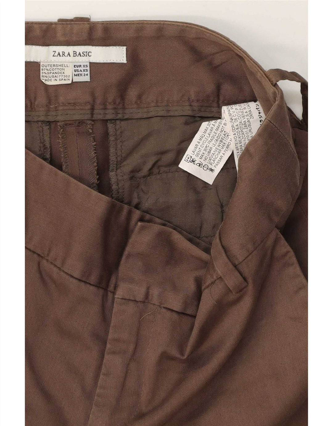 Zara Mujer Hot Pants XS W24 Marrón Algodón