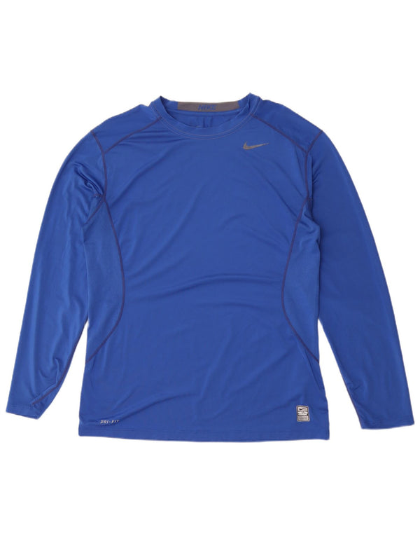 Nike Dri Fit Top manga larga poliéster azul grande para hombre