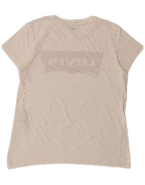 Levi's Camiseta gráfica para mujer Top UK 10 Small White Cotton