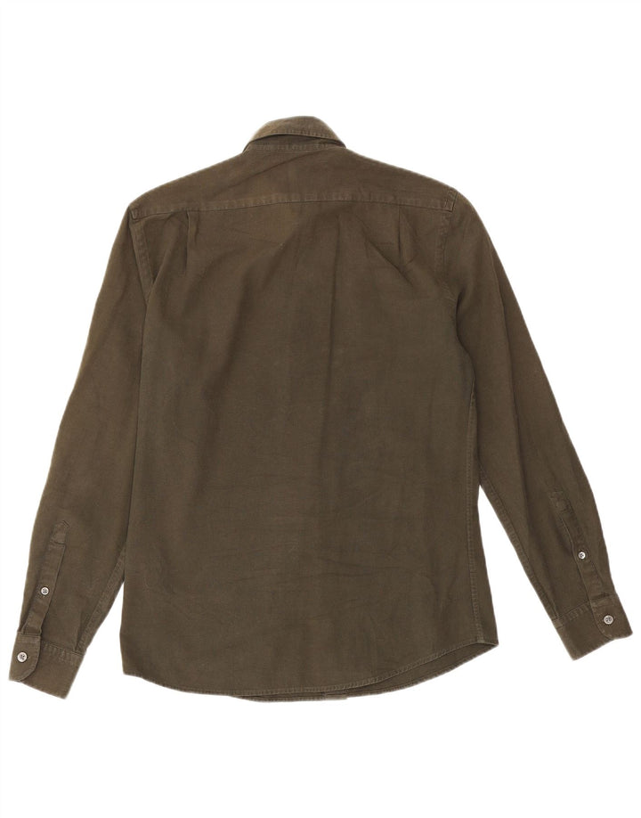 Camisa Reiss Regular Fit De Algodón Caqui Pequeño
