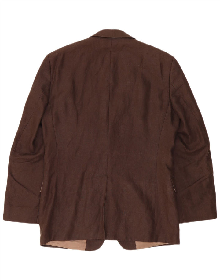 SOLBIATI Chaqueta tipo blazer de 2 botones para hombre IT 48 Lino marrón medio