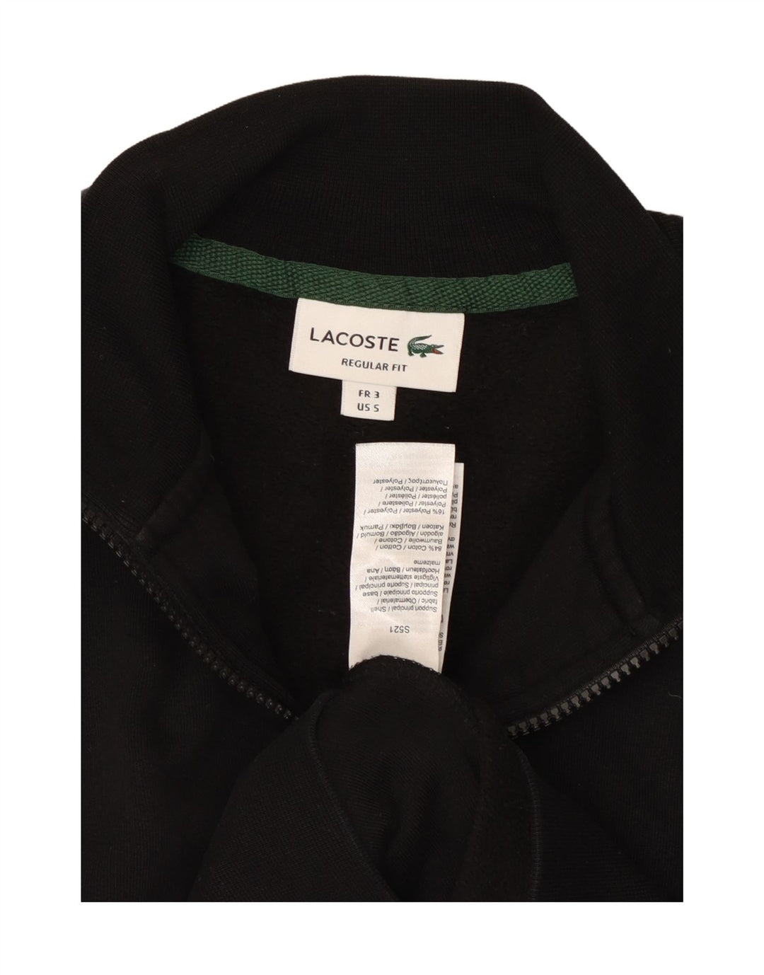 LACOSTE Chaqueta superior de chándal de ajuste regular para hombre Talla 3 Pequeña Algodón negro