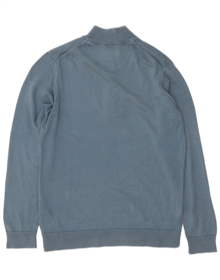 MARLBORO CLASSICS Suéter tipo jersey con cuello y cremallera para hombre Algodón azul grande