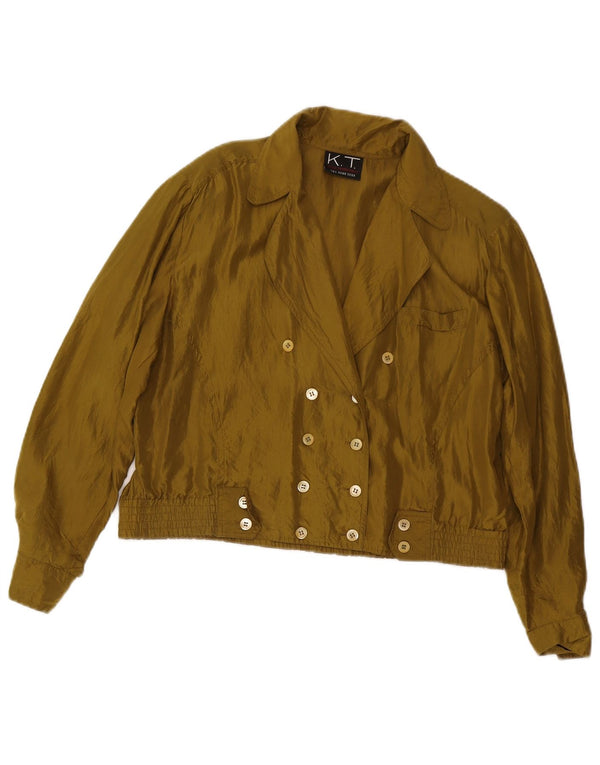 Vintage mujeres de gran tamaño chaqueta bomber de doble pecho Reino Unido 10 pequeño caqui