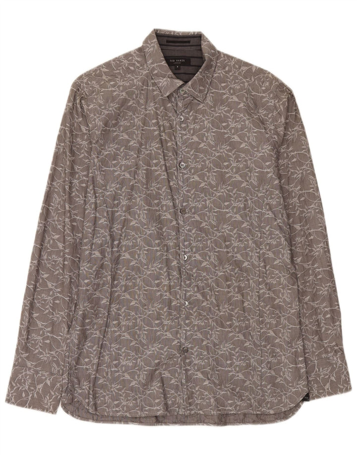 Ted Baker Camisa para hombre Talla 3 Mediana Gris Floral