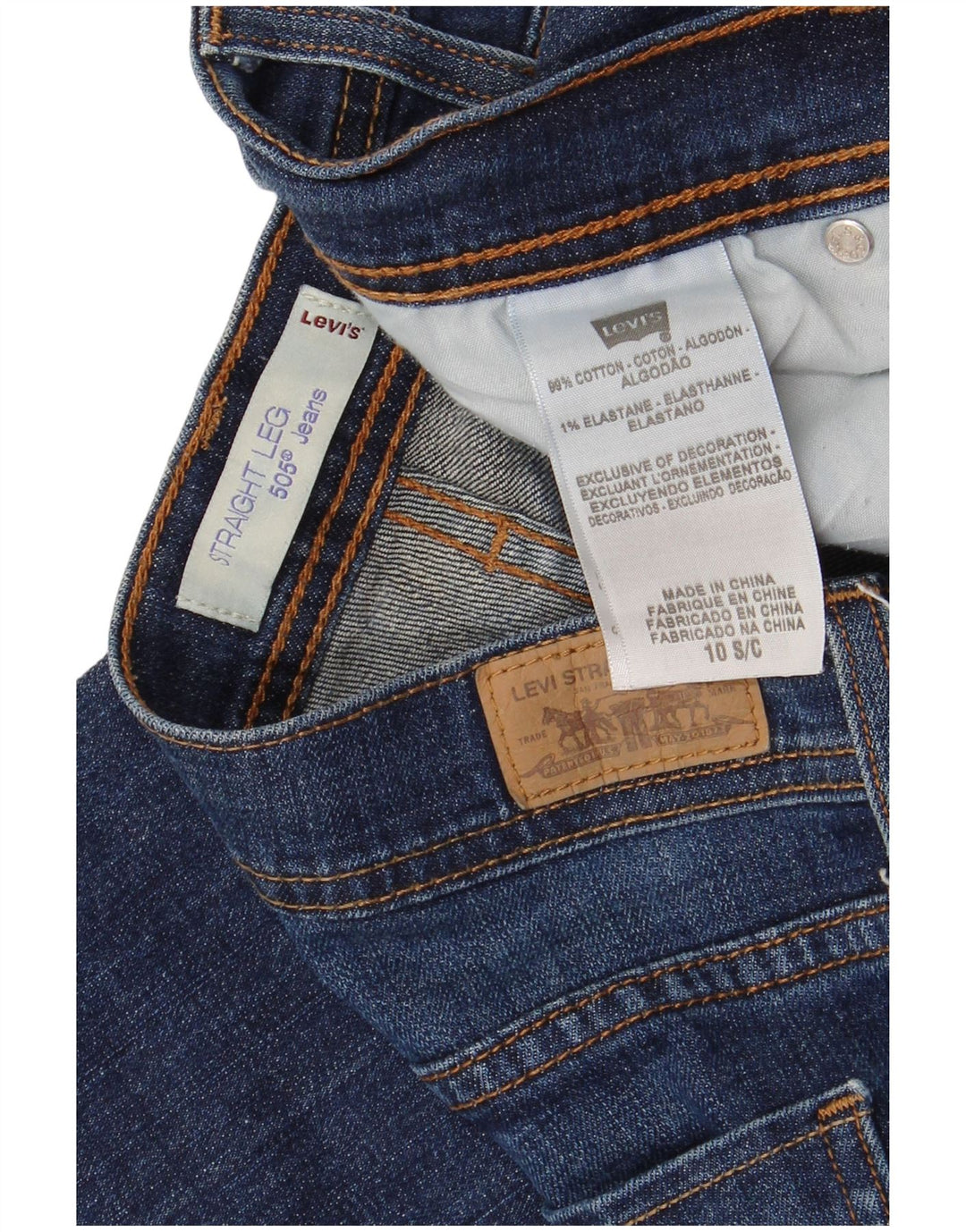 Levi's Jeans rectos 505 para mujer US 10 Large W30 L29 Algodón azul