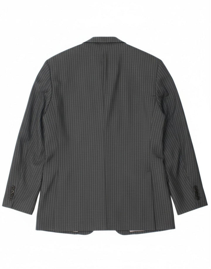 HUGO BOSS Mens 2 Button Blazer Jacket IT 48 Medium Grey Pinstripe Wool