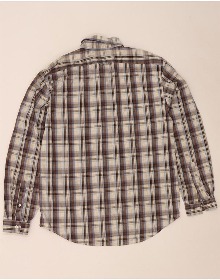 Dockers Camisa Hombre Talla 42/44 Grande Marrón Cuadros Algodón