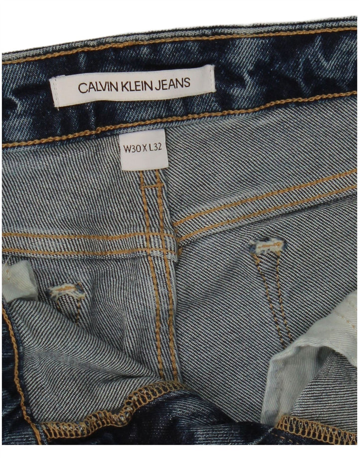 CALVIN KLEIN Vaqueros ajustados y recortados desgastados para hombre W30 L25 Azul