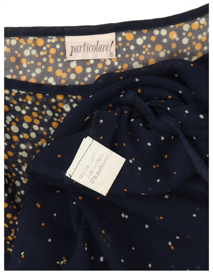 VINTAGE Mujer Batwing Maxi Vestido Reino Unido 18 XL Acetato Manchado Azul Marino