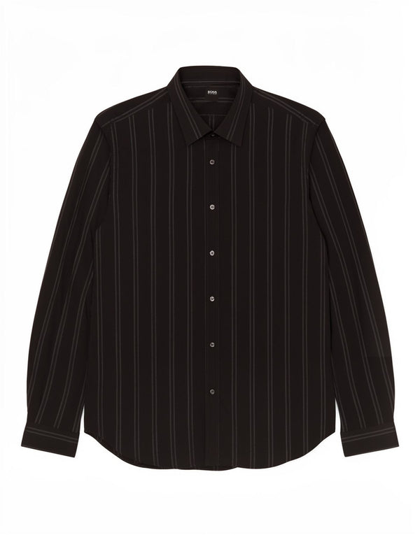 Camisa Hugo Boss Hombre Talla 43/44 XL Algodón Rayas Negras