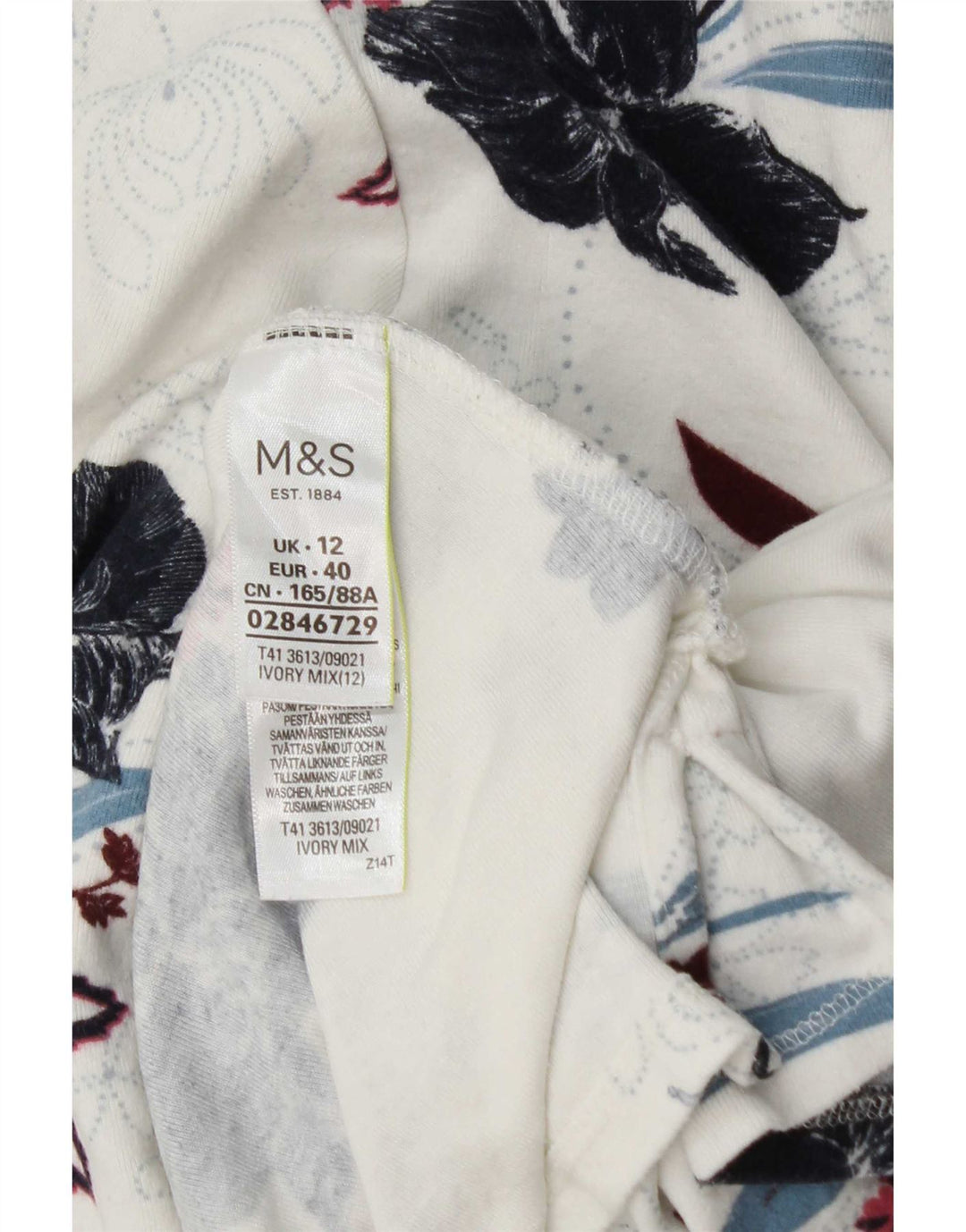 Marks & Spencer Top para mujer de manga larga UK 42 Viscosa floral blanca mediana