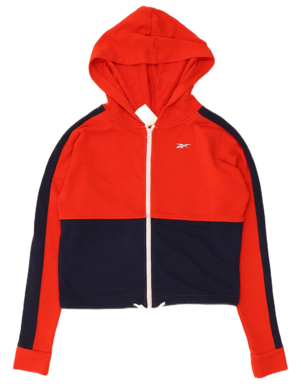 Reebok Crop Graphic Zip Sudadera con capucha para mujer UK 0/2 2XS Rojo Colorblock