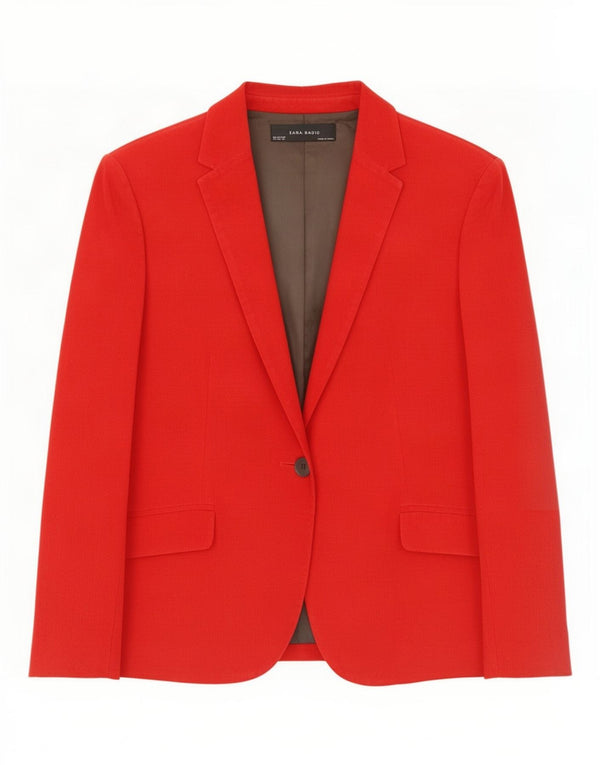 Zara Mujer Blazer De Pana Con 1 Botón UK 40 XL Rojo