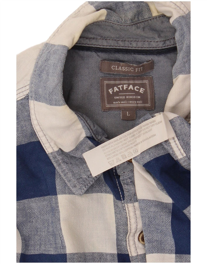 Camisa de manga corta de corte clásico para hombre de Fat Face, talla grande, de lino a cuadros en azul marino