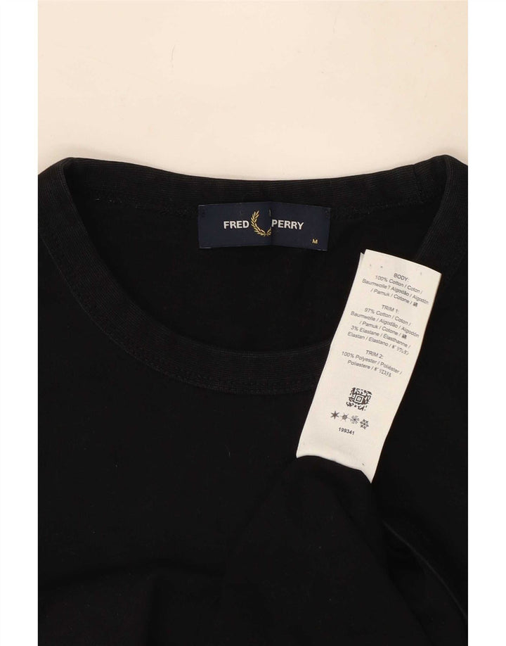 Fred Perry Camiseta Gráfica Para Hombre Top Mediano De Algodón Negro