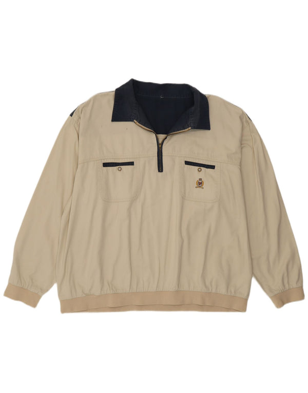 Polo vintage de manga larga para hombre 2XL Bloque de color beige