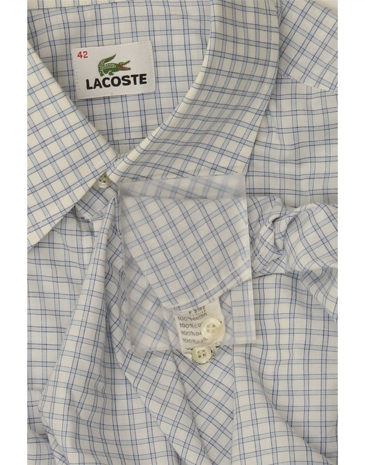 Camisa Lacoste Hombre Talla 42 Algodón Cuadros Azul Grande
