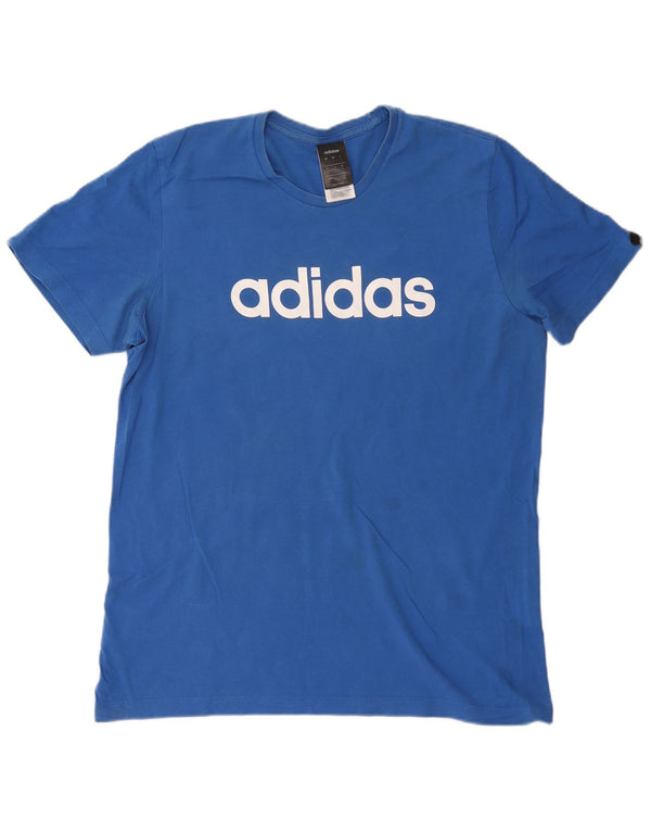 ADIDAS Camiseta gráfica para hombre Top grande de algodón azul
