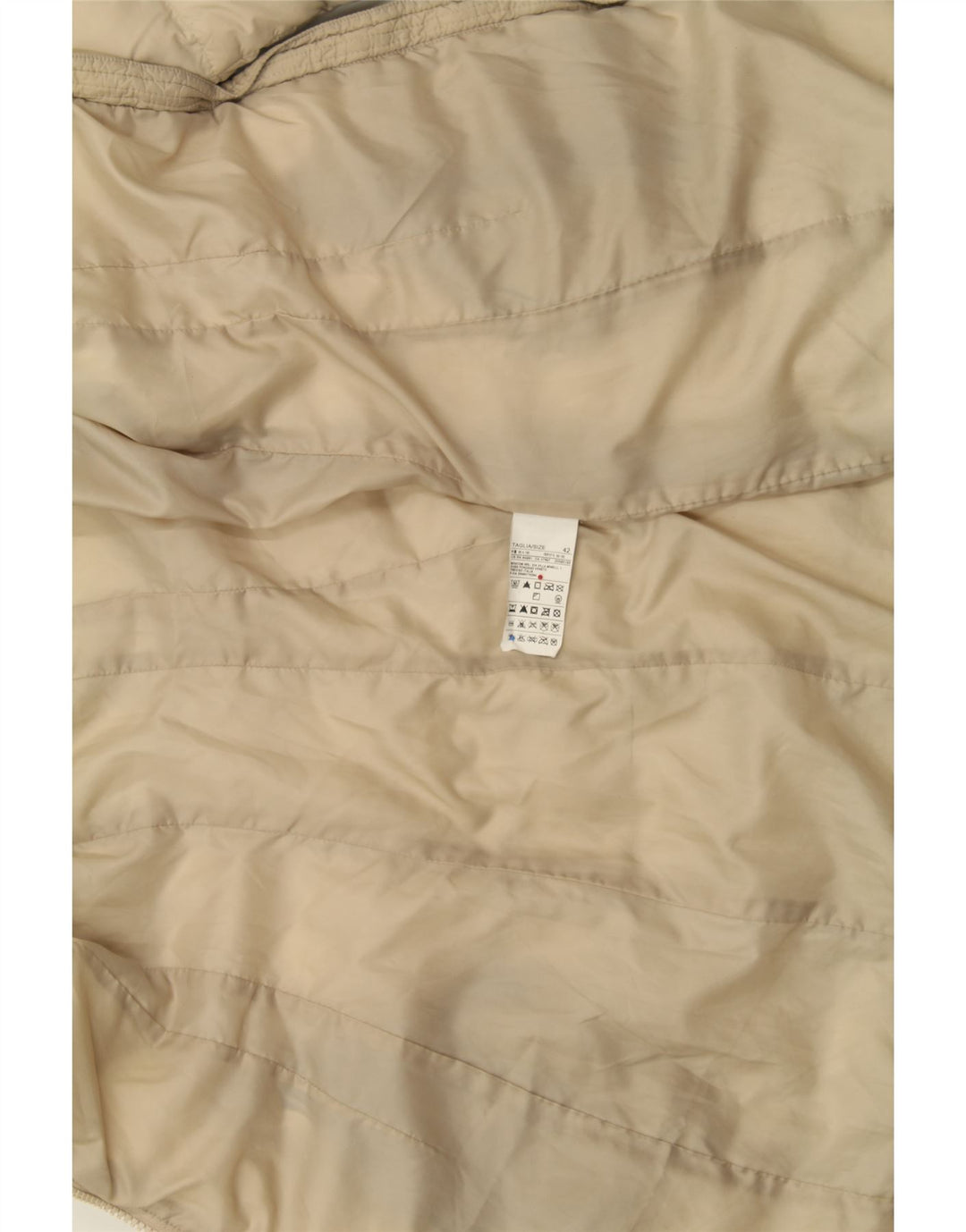 BENETTON Womens Hooded Padded Coat IT 42 Medium Beige Nylon Vintage Benetton and Second-Hand Benetton from Messina Hembry 