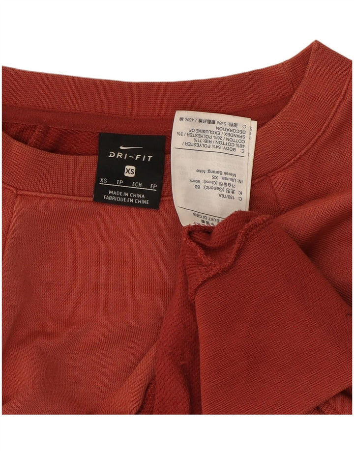 NIKE Mujer Dri Fit Sudadera con gráfico extragrande UK 6 XS Algodón rojo